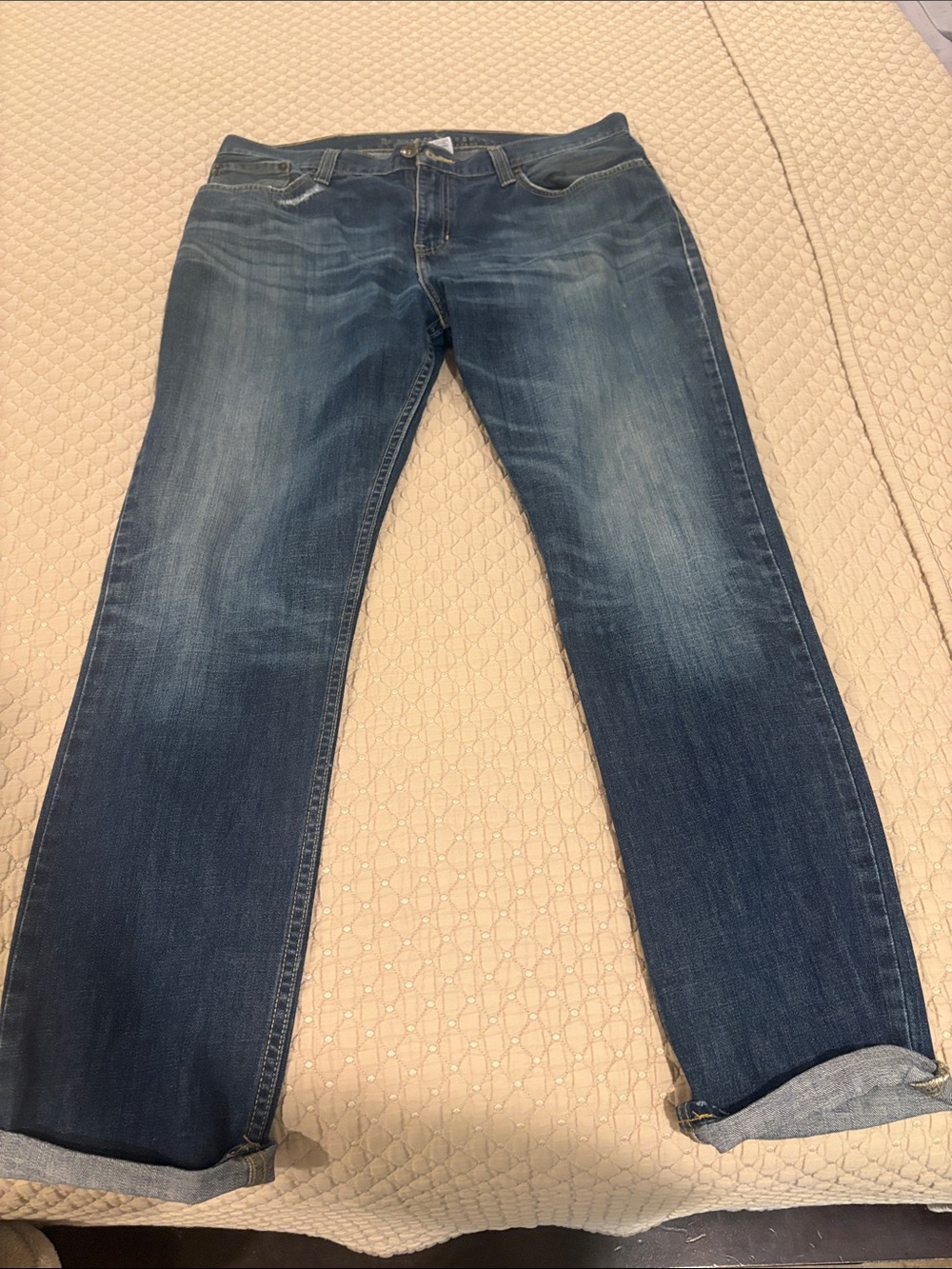 Rock & Republic Men’s Relaxed Jeans - Blue with Yellow Stitching